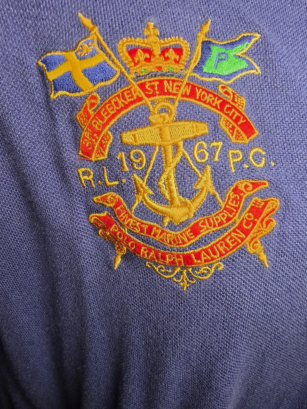 Ralph Lauren Men's Navy Polo Shirt with Crest & Big Pony